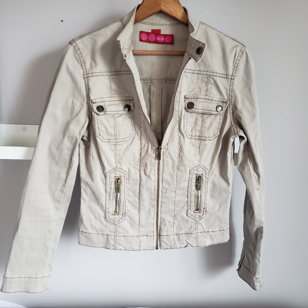 GLO jeans Cream Utility Jacket with Contrast Stitching - Picture 3 of 8